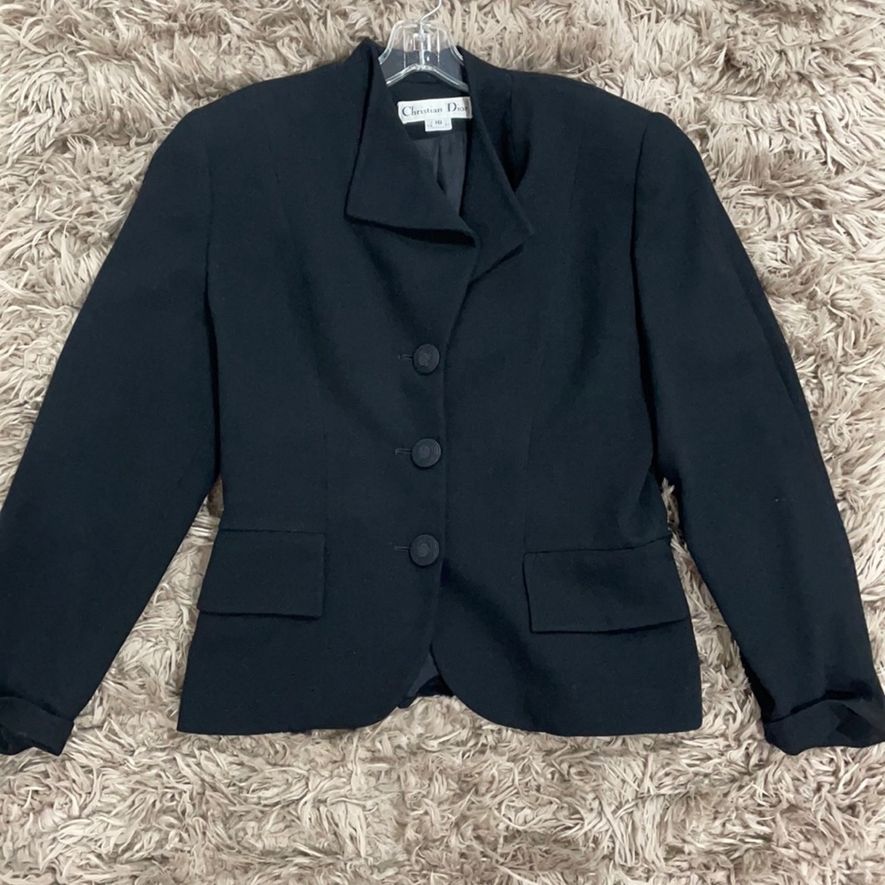 Christian Dior black blazer 100% wool size 10